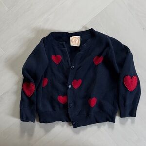 The Beaufort Bonnet Company Navy Cardigan with Red Heart Details Size 4T